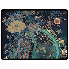 Ai Generated Flower Trees Forest Mystical Forest Fleece Blanket (large)