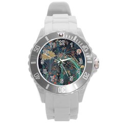 Ai Generated Flower Trees Forest Mystical Forest Round Plastic Sport Watch (l)