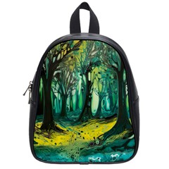 Ai Generated Trees Forest Mystical Forest Nature Art School Bag (small) by Ravend