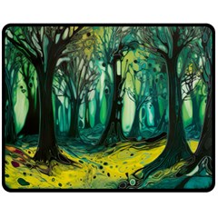 Ai Generated Trees Forest Mystical Forest Nature Art Fleece Blanket (medium) by Ravend