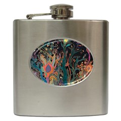 Ai Generated Trees Forest Mystical Forest Nature Hip Flask (6 Oz)