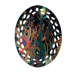 Ai Generated Trees Forest Mystical Forest Nature Oval Filigree Ornament (two Sides)