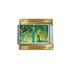 Nature Trees Forest Mystical Forest Jungle Gold Trim Italian Charm (9mm) by Ravend