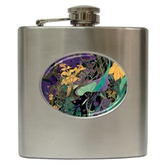 Ai Generated Flowers Trees Forest Mystical Forest Pattern Hip Flask (6 Oz) by Ravend