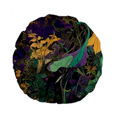 Ai Generated Flowers Trees Forest Mystical Forest Pattern Standard 15  Premium Round Cushions by Ravend