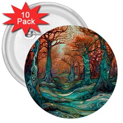 Ai Generated Tree Forest Mystical Forest Nature 3  Buttons (10 Pack) 