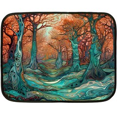 Ai Generated Tree Forest Mystical Forest Nature Two Sides Fleece Blanket (mini)