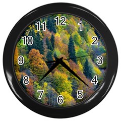 Forest Trees Leaves Fall Autumn Nature Sunshine Wall Clock (black) by Ravend