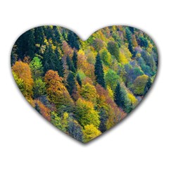 Forest Trees Leaves Fall Autumn Nature Sunshine Heart Mousepad by Ravend