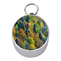 Forest Trees Leaves Fall Autumn Nature Sunshine Mini Silver Compasses