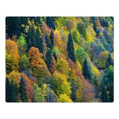 Forest Trees Leaves Fall Autumn Nature Sunshine Two Sides Premium Plush Fleece Blanket (large) by Ravend