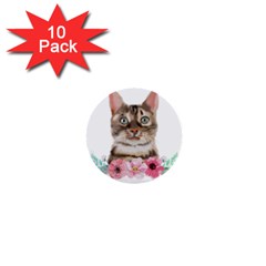 Watercolor Cat 1  Mini Buttons (10 Pack)  by SychEva