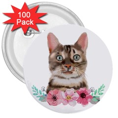 Watercolor Cat 3  Buttons (100 Pack)  by SychEva