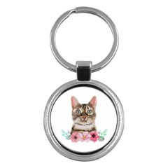 Watercolor Cat Key Chain (round) by SychEva