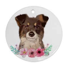 Watercolor Dog Round Ornament (two Sides) by SychEva