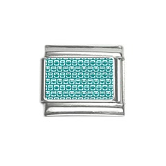Teal And White Owl Pattern Italian Charm (9mm) by GardenOfOphir