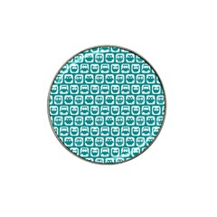 Teal And White Owl Pattern Hat Clip Ball Marker by GardenOfOphir