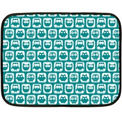 Teal And White Owl Pattern Two Sides Fleece Blanket (Mini)