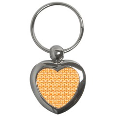 Yellow And White Owl Pattern Key Chain (heart) by GardenOfOphir
