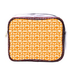 Yellow And White Owl Pattern Mini Toiletries Bag (one Side) by GardenOfOphir