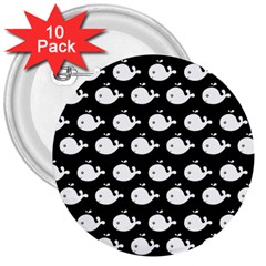Cute Whale Illustration Pattern 3  Buttons (10 Pack)  by GardenOfOphir