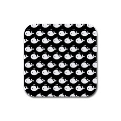 Cute Whale Illustration Pattern Rubber Square Coaster (4 Pack) by GardenOfOphir