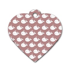 Cute Whale Illustration Pattern Dog Tag Heart (two Sides) by GardenOfOphir