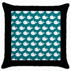 Cute Whale Illustration Pattern Throw Pillow Case (Black)