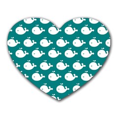 Cute Whale Illustration Pattern Heart Mousepad