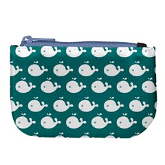 Cute Whale Illustration Pattern Large Coin Purse