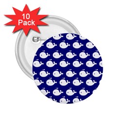 Cute Whale Illustration Pattern 2 25  Buttons (10 Pack) 