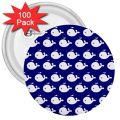 Cute Whale Illustration Pattern 3  Buttons (100 Pack)  by GardenOfOphir