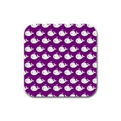 Cute Whale Illustration Pattern Rubber Square Coaster (4 Pack) by GardenOfOphir