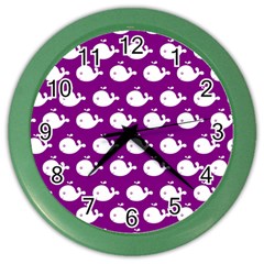 Cute Whale Illustration Pattern Color Wall Clock