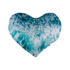 Tropical Blue Ocean Wave Standard 16  Premium Heart Shape Cushions by Jack14