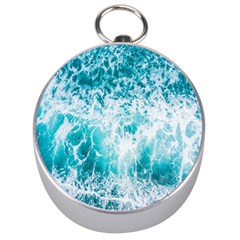 Tropical Blue Ocean Wave Silver Compasses by Jack14