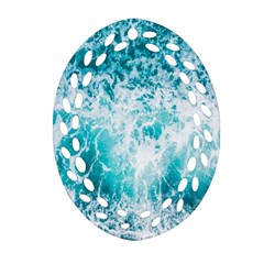 Tropical Blue Ocean Wave Ornament (oval Filigree) by Jack14