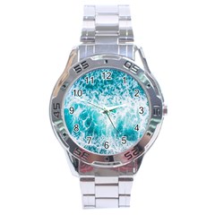 Tropical Blue Ocean Wave Stainless Steel Analogue Watch by Jack14