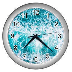 Tropical Blue Ocean Wave Wall Clock (silver) by Jack14