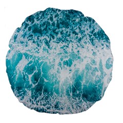 Tropical Blue Ocean Wave Large 18  Premium Round Cushions by Jack14