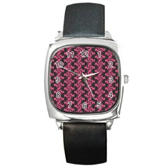 Candy Illustration Pattern Square Metal Watch by GardenOfOphir