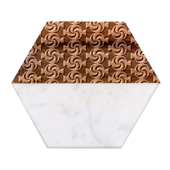 Candy Illustration Pattern Marble Wood Coaster (hexagon)  by GardenOfOphir