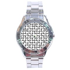 Chooper Motorcycle Drawing Motif Pattern Stainless Steel Analogue Watch by dflcprintsclothing