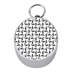 Chooper Motorcycle Drawing Motif Pattern Mini Silver Compasses by dflcprintsclothing