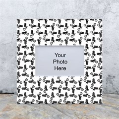 Chooper Motorcycle Drawing Motif Pattern White Box Photo Frame 4  X 6  by dflcprintsclothing