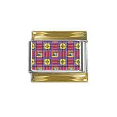 Pattern Geometric Colorful Lines Shapes Gold Trim Italian Charm (9mm)