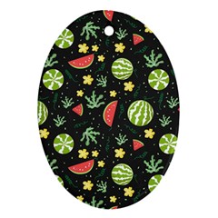Watermelon Berry Patterns Pattern Ornament (oval)