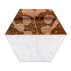 Rose Glow Love Colored Marble Wood Coaster (hexagon)  by Jancukart