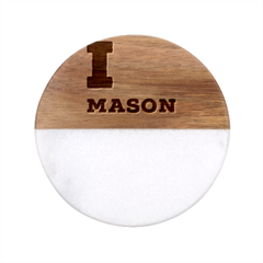 I Love Mason Classic Marble Wood Coaster (round)  by ilovewhateva