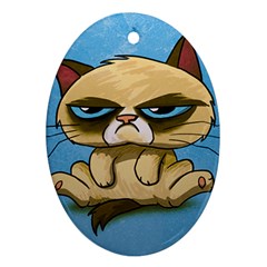 Grumpy Cat Oval Ornament (two Sides) by Jancukart